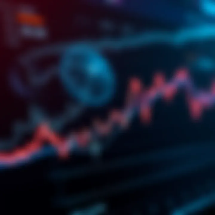 Graph showing upward and downward fluctuations in cryptocurrency market value