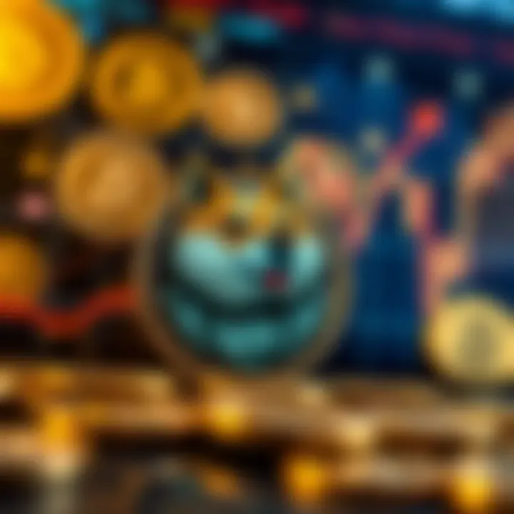 Graph showing upward trend in Baby Doge Coin value with cryptocurrency icons in background