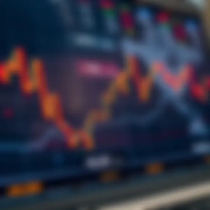 Global currencies with fluctuating exchange rates on a digital financial chart