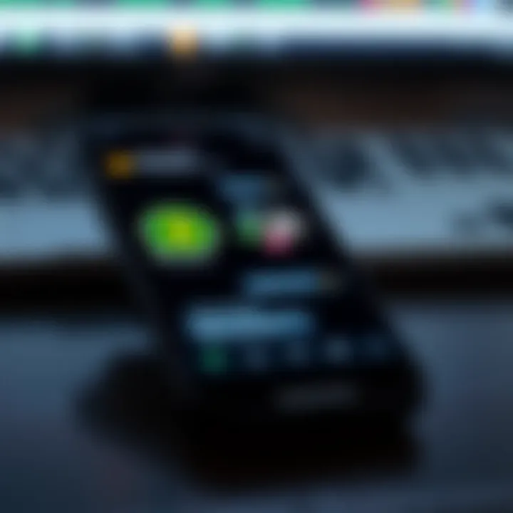 Mobile phone displaying a chat interface with cryptocurrency symbols and group chat icons