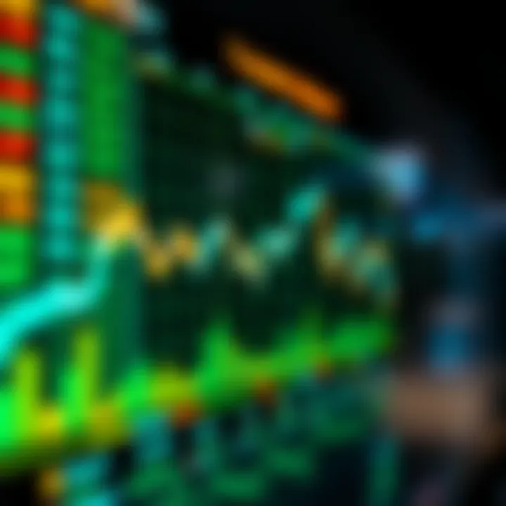 Graph showing upward and downward trends in cryptocurrency prices