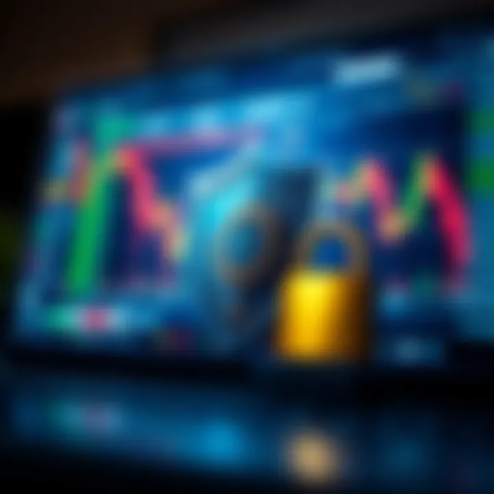 Illustration of a secure online transaction with shield and lock symbolizing safe binary options trading