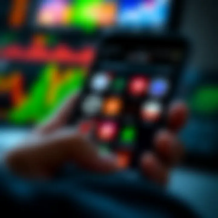 Mobile device displaying various forex trading app icons with a focus on usability and security features