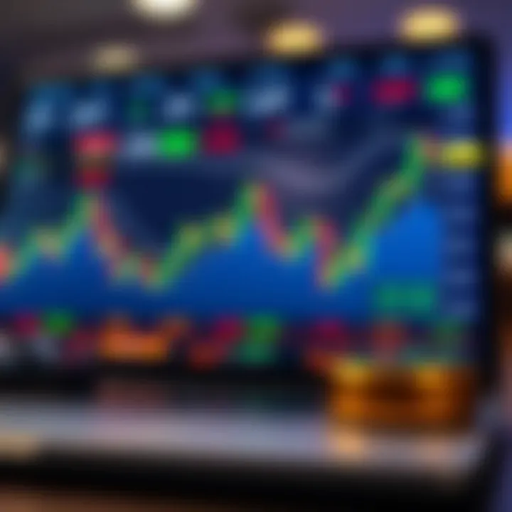 User interface of a trading app displaying stock charts and market data with clear navigation