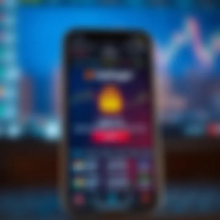 Smartphone screen displaying secure login to a trading platform with financial data