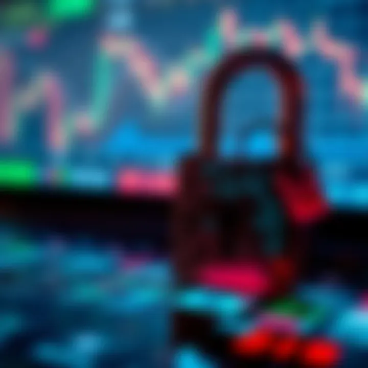 Secure digital encryption and padlock symbolizing strong security features of a trading application