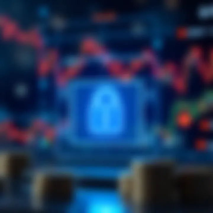 Ensuring Security in Online Trading Transactions Secure online transaction concept with digital padlock and currency symbols representing safety in trading