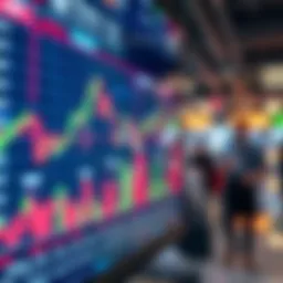 Trading Platform Interface Display with Market Charts Graphical representation of trading platform interface with charts and financial data