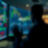 User navigating a digital trading platform interface with charts and financial data on screen