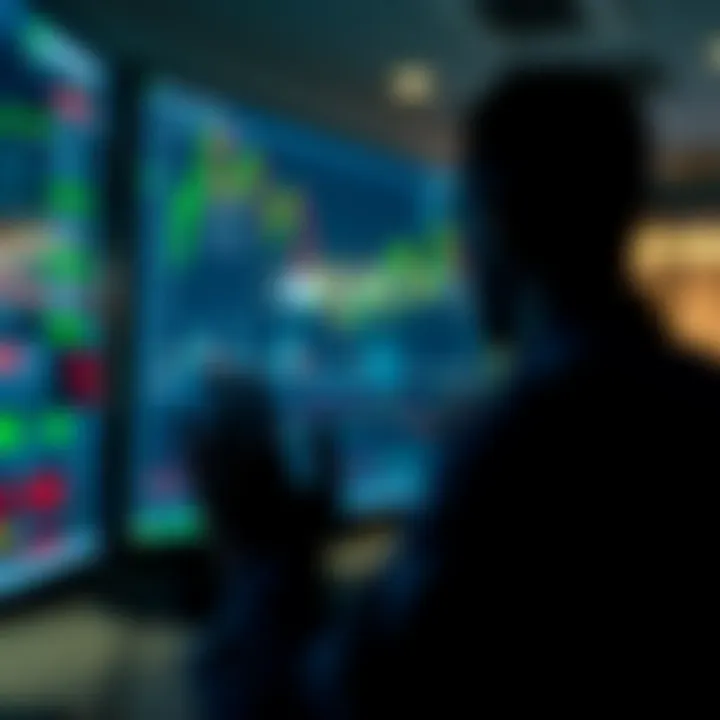 User navigating a digital trading platform interface with charts and financial data on screen