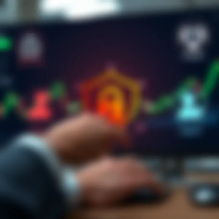 Secure online transaction with icons representing security and support features