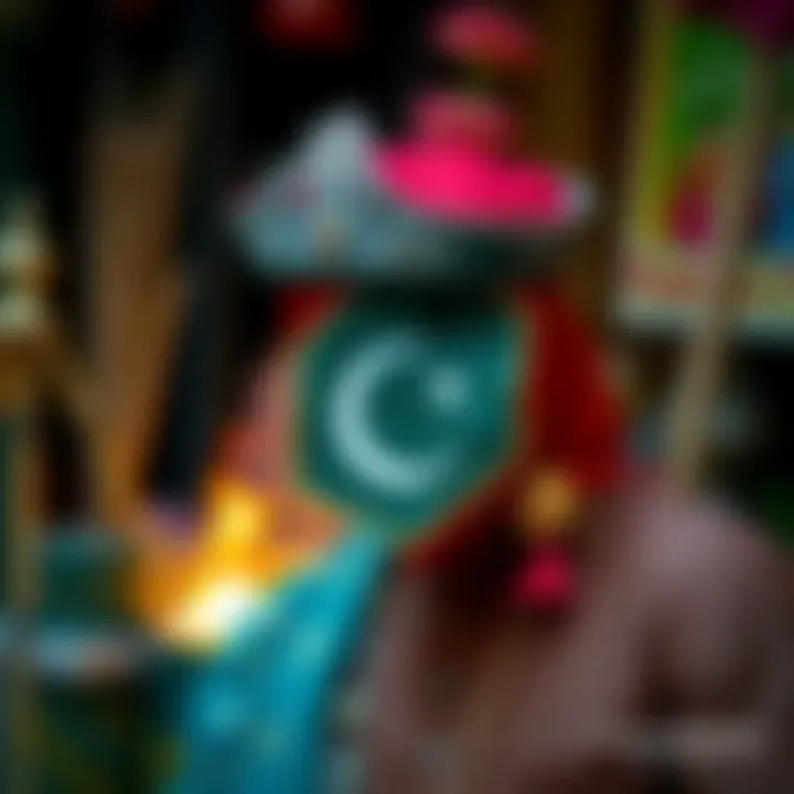 Cultural symbols representing traditional Pakistani attire and heritage