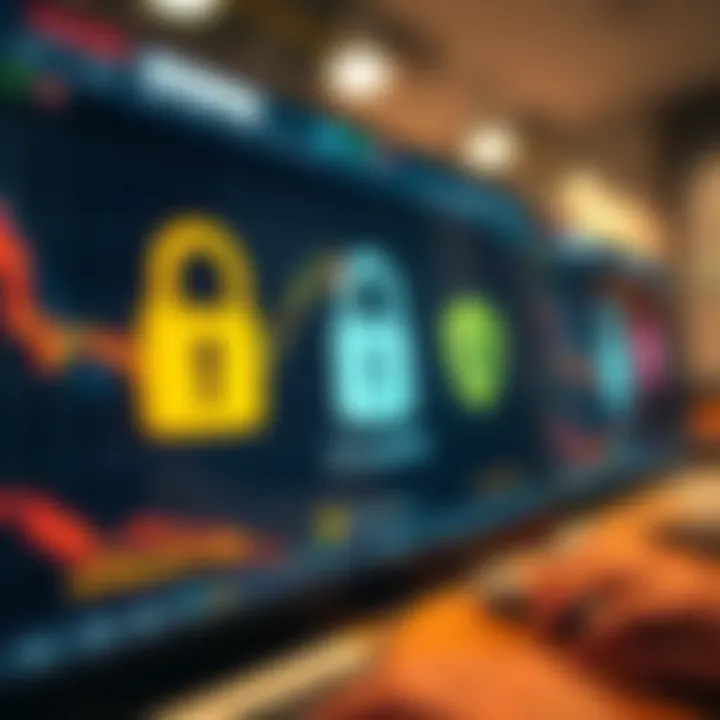 Secure login screen with encryption symbols representing safety on Pakistani trading websites