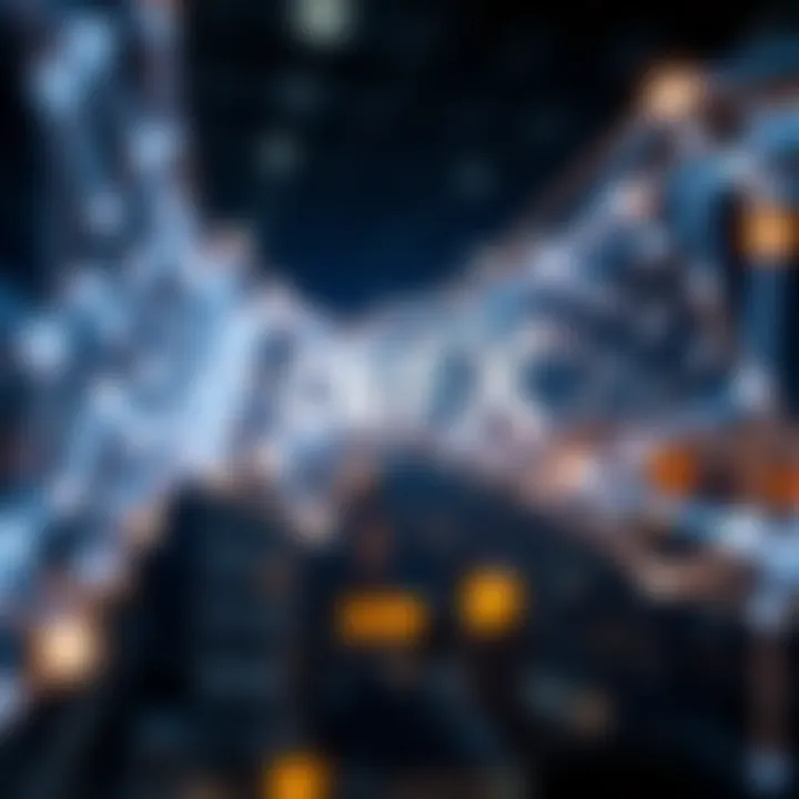 Abstract digital network symbolizing blockchain technology and data flow
