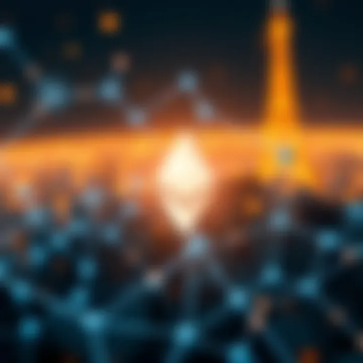 Conceptual illustration of blockchain technology with interconnected nodes symbolizing Ethereum network