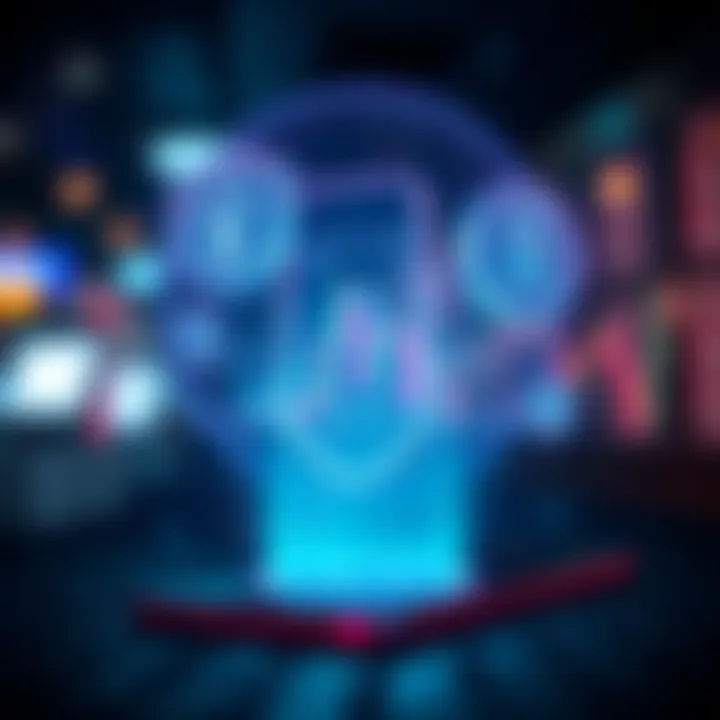 Conceptual illustration of digital currency exchange with secure transaction icons