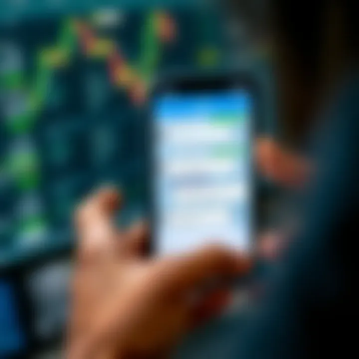Mobile phone screen displaying a Telegram chat with forex trading group messages and charts