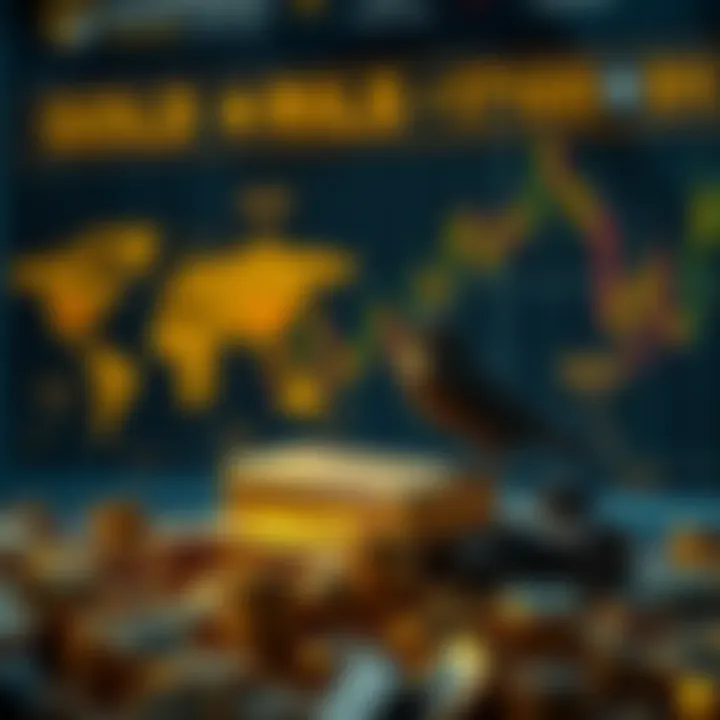 Market Influences Impacting Gold Price Dynamics Illustration of factors influencing gold value including geopolitical events and market sentiment