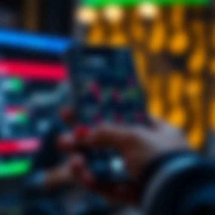 Illustration of a smartphone screen displaying forex trading signals and charts shared in a messaging app