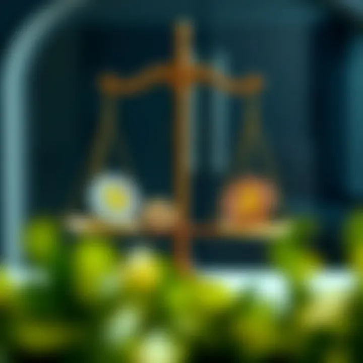 Digital legal scales balancing cryptocurrency icons representing Binance and regulatory documents for Pakistan