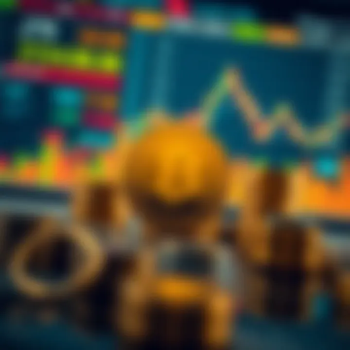 Magic Coin Market Forecast and Influencing Factors Illustration of fluctuating cryptocurrency market indicators with digital assets and financial data