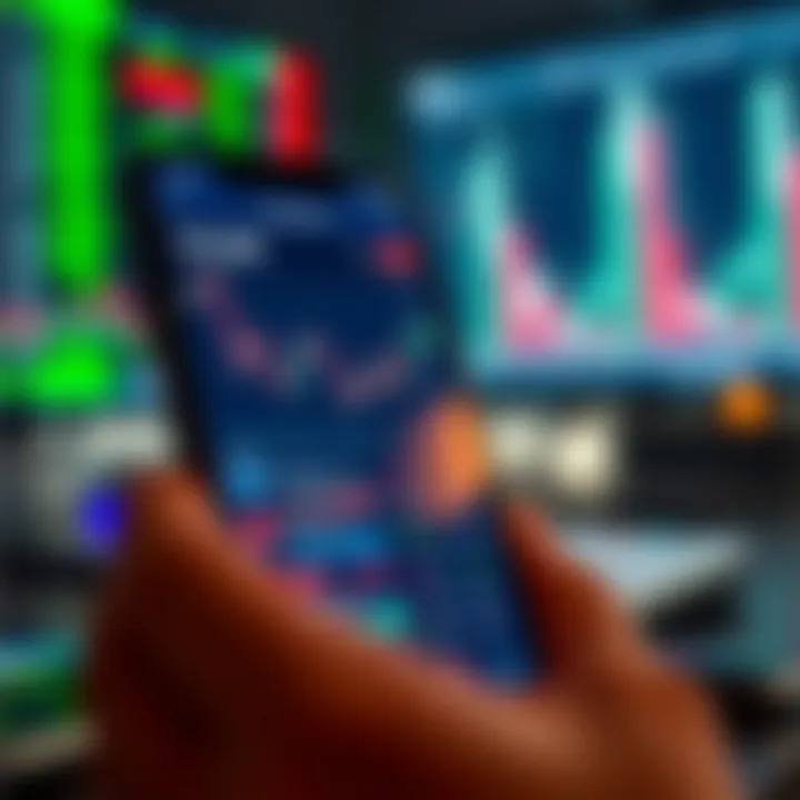 TradingView Mobile Interface Featuring Broker Integration and Live Market Data Mobile device showing TradingView interface with broker integration and real-time trading data