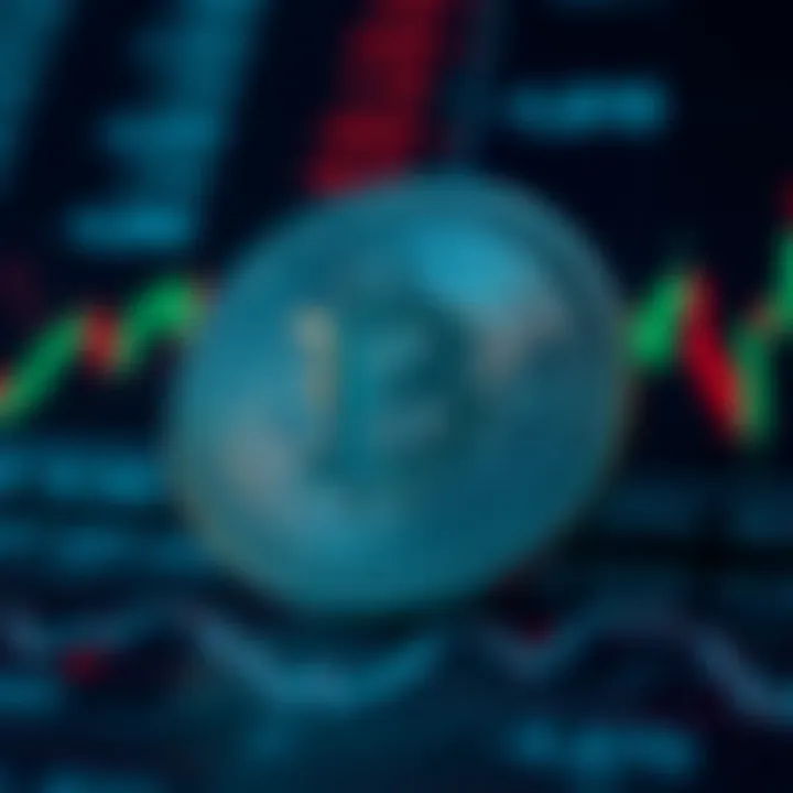 Conceptual illustration of digital cryptocurrency with abstract financial data overlay