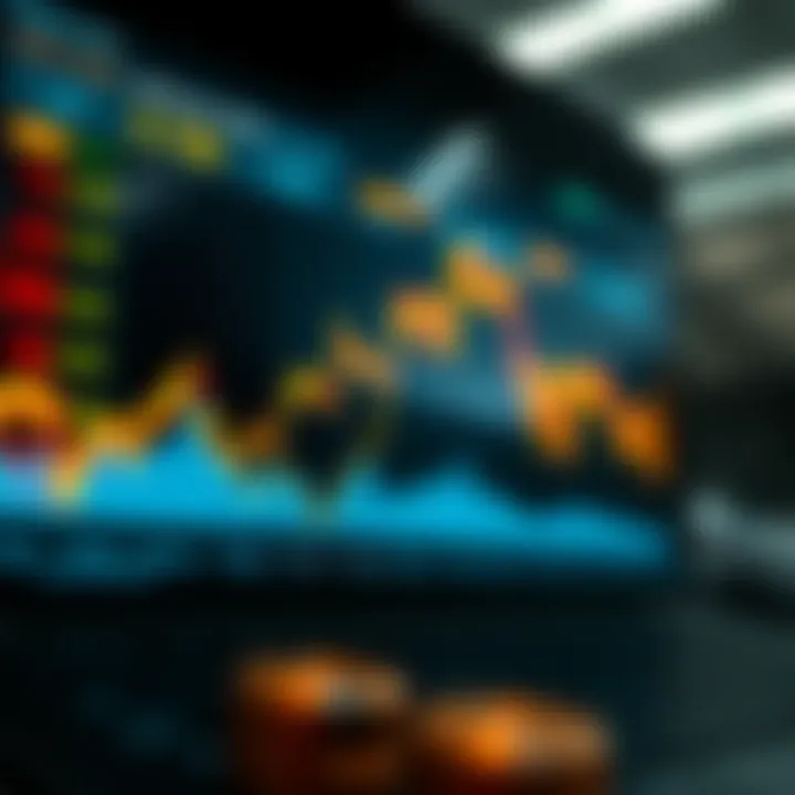 Graph showing upward and downward trends in cryptocurrency prices