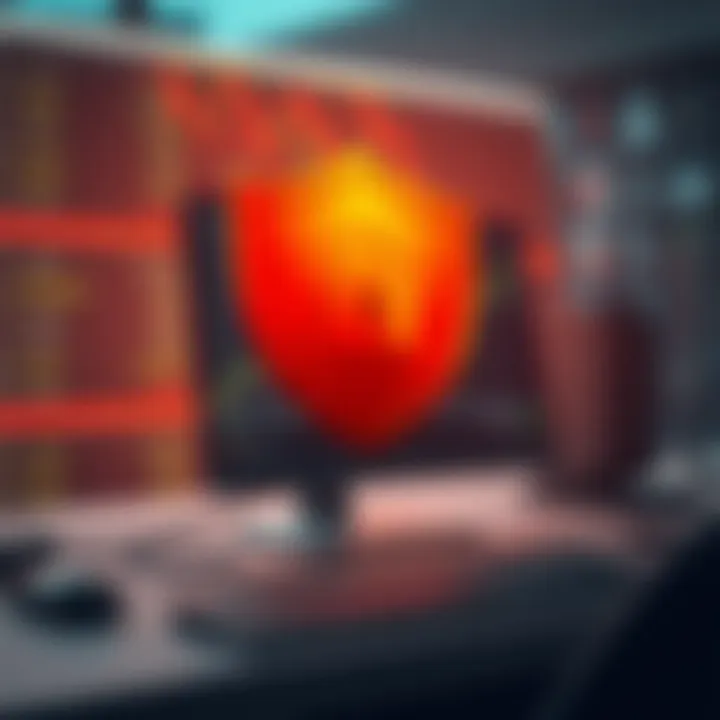 Illustration of computer with security shield symbolizing safe and secure trading environment on Quotex