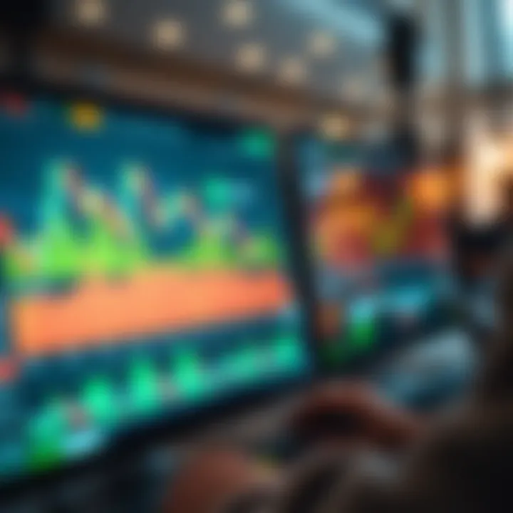 Illustration showing secure online trading platform interface with charts and graphs