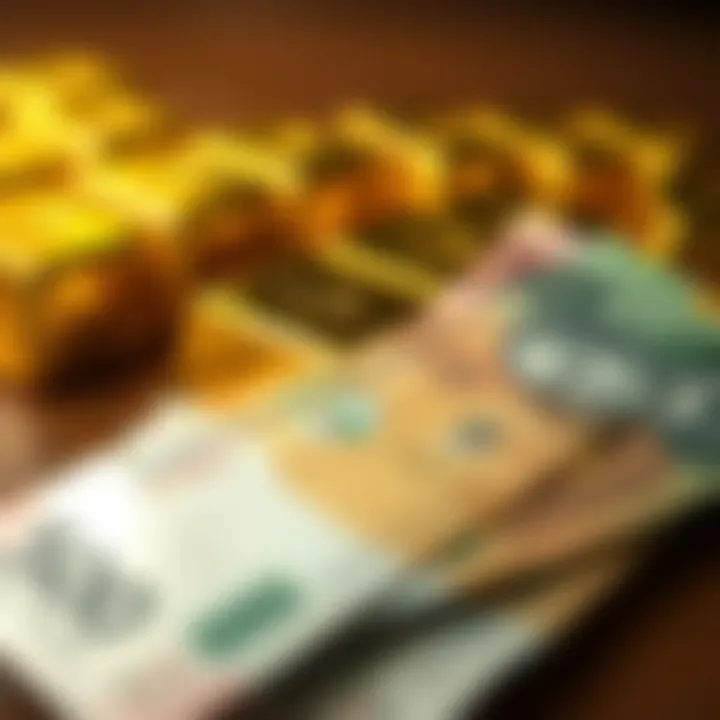 Gold bars and Pakistani currency notes illustrating the relationship between gold prices and local currency value