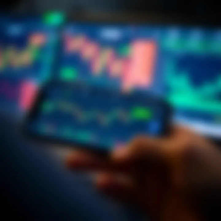 Smartphone displaying a user-friendly trading app interface with financial charts and market data