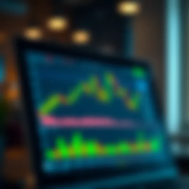 TradingView chart interface embedded in Deriv platform displaying candlestick patterns and technical indicators