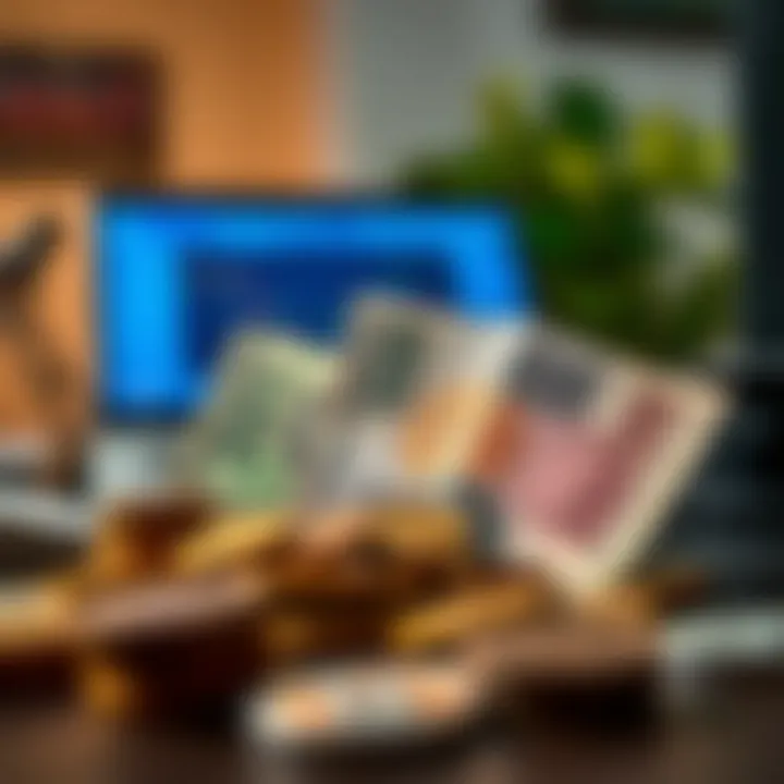 Illustration showing financial transaction with additional charges represented by extra bills and coins