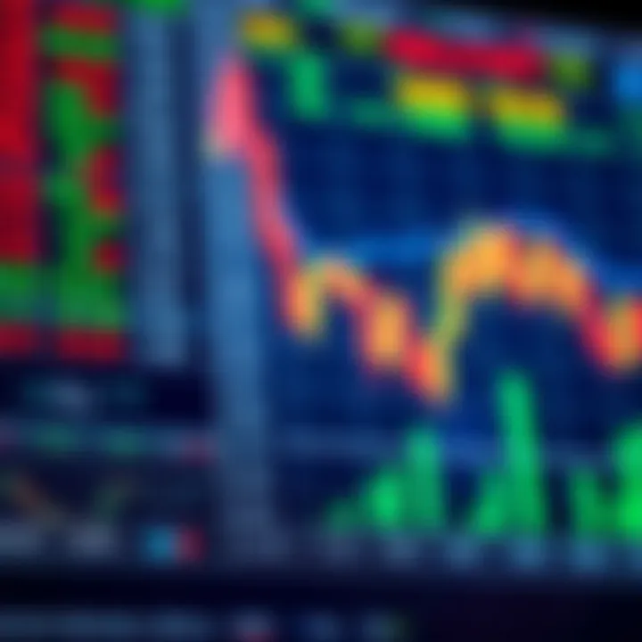 Illustration of forex currency pairs and commodity symbols with market indicators