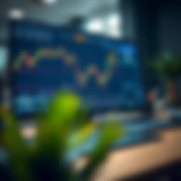 Illustration showing a computer screen displaying forex trading charts and a demo account interface