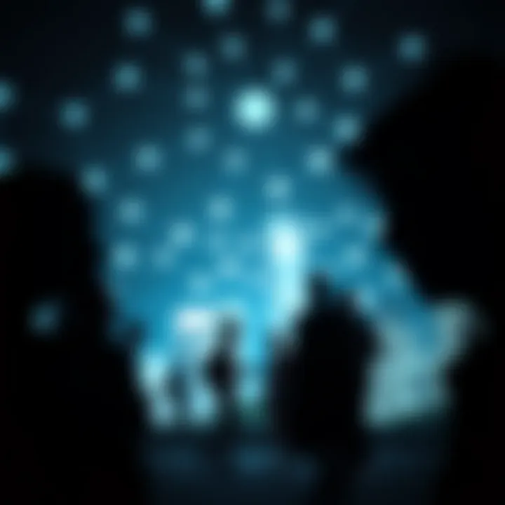 Silhouettes of connected individuals symbolizing social interactions influenced by social media platforms