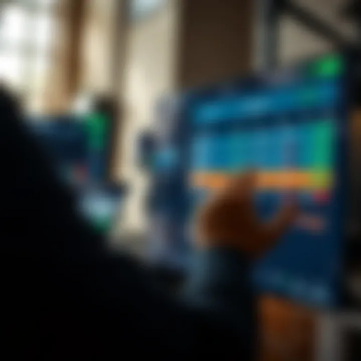 User interacting with a digital trading platform interface showing account options