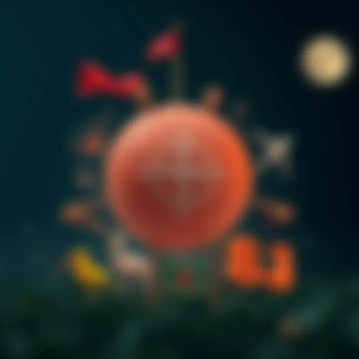 Cultural Symbols Shaping Morality and Ethical Perspectives Illustration of diverse cultural symbols influencing moral values and ethical beliefs