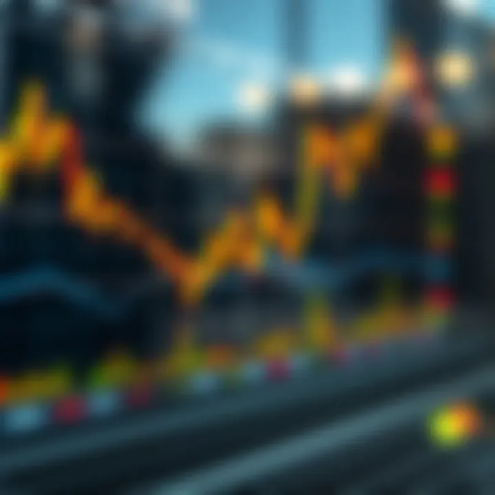 Graph showing real-time price fluctuations of gold against the US dollar with candlestick patterns